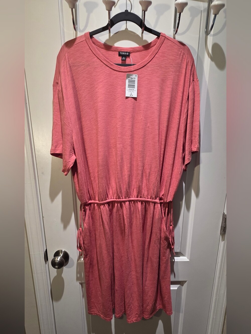 Torrid Coral Pink Drawstring Waist Casual Womens Dress